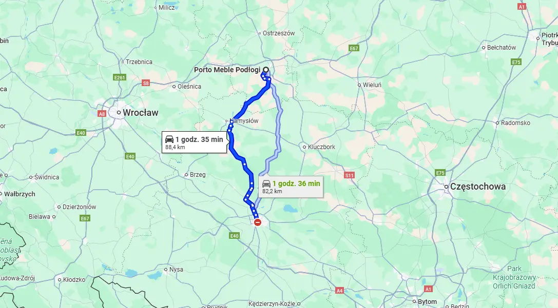 Mapa dojazdu do Opola