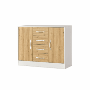 Komoda Aston 120 Dąb z Białym Uchwytem