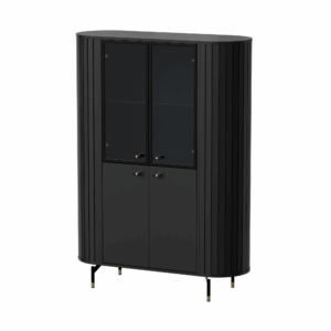 Witryna Zaro Przeszklona z Zaokrąglonymi Bokami LED Czarna