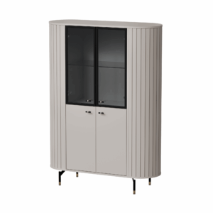 Witryna Zaro Przeszklona z Zaokrąglonymi Bokami LED Kaszmir