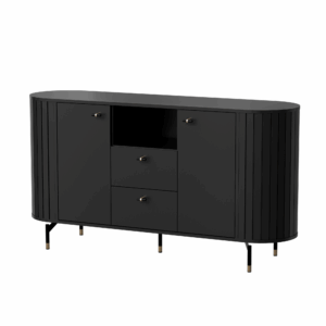 Komoda Zaro z Półką i Zaokrąglonymi Bokami Czarna