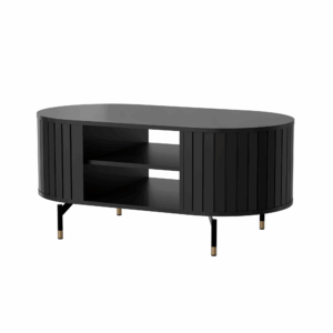 Ława Zaro z Półką i Zaokrąglonymi Bokami Czarna