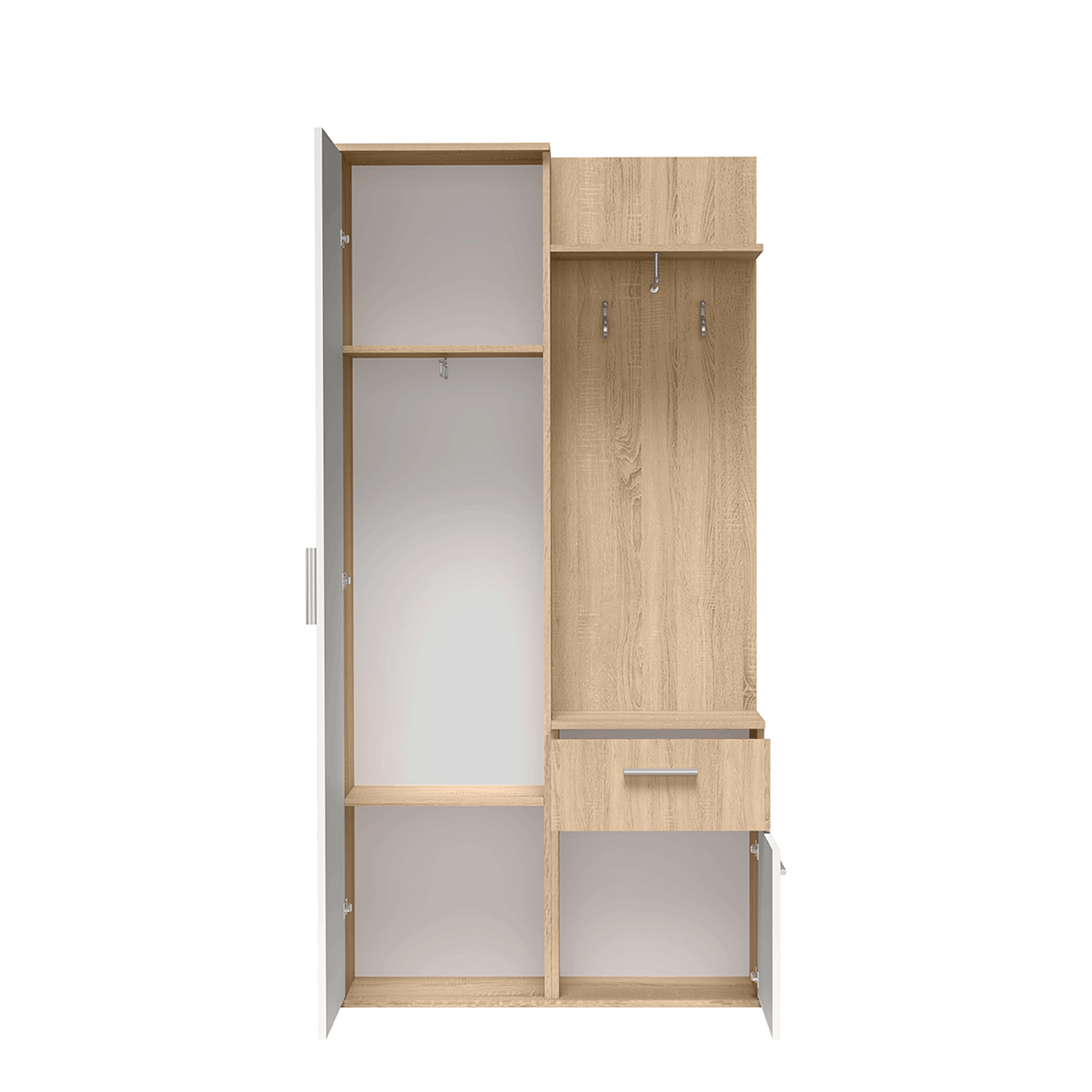 LUX_garderoba_sonoma_white_OPEN_front kopia 1